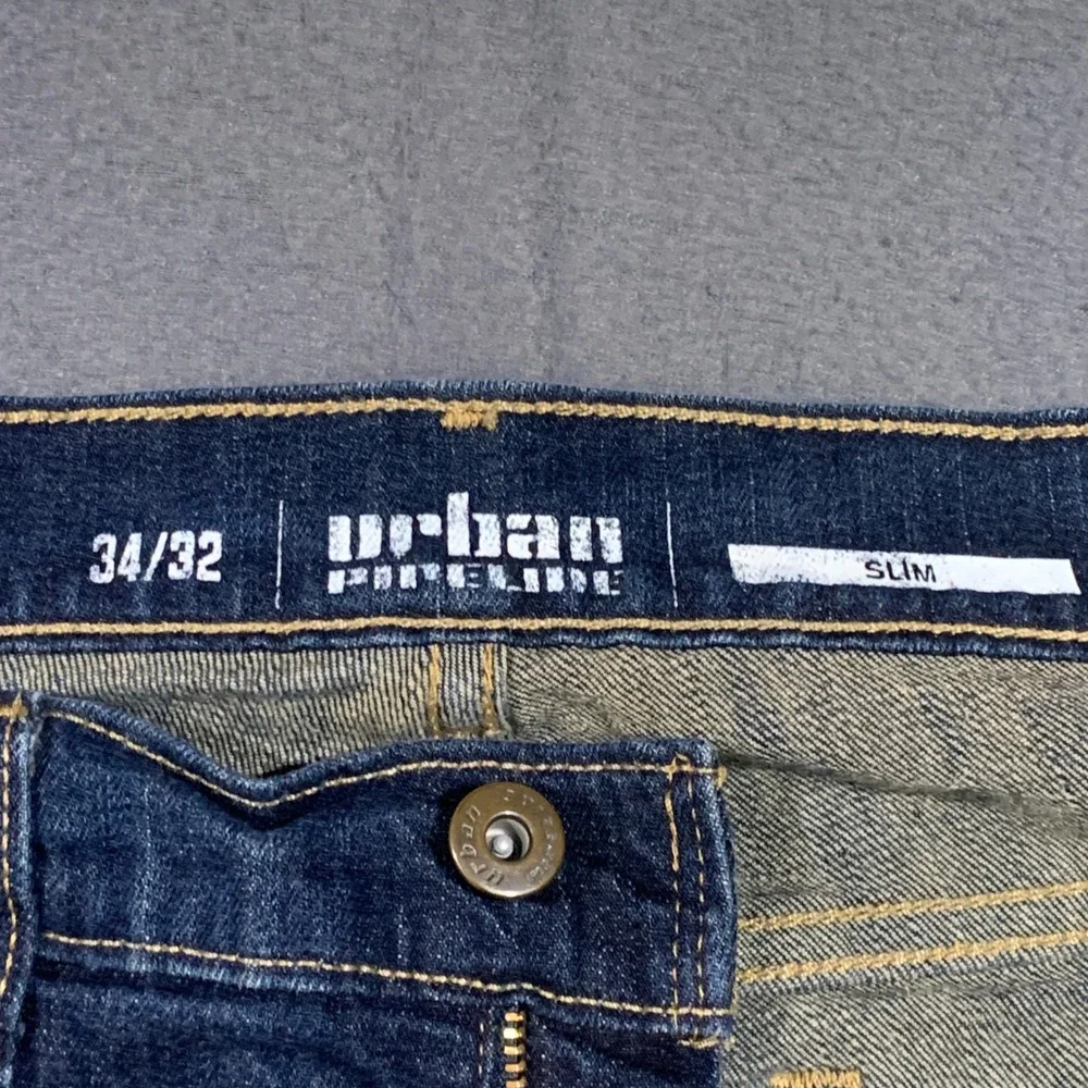 Urban Pipeline Mens Slim Fit Dark Wash Blue Denim Jeans Size 34x32